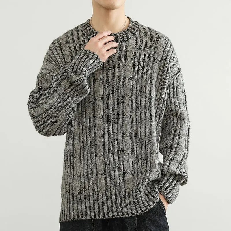 Gregorio Men’s Knit Sweater – Wool Blend Relaxed Fit Pullover