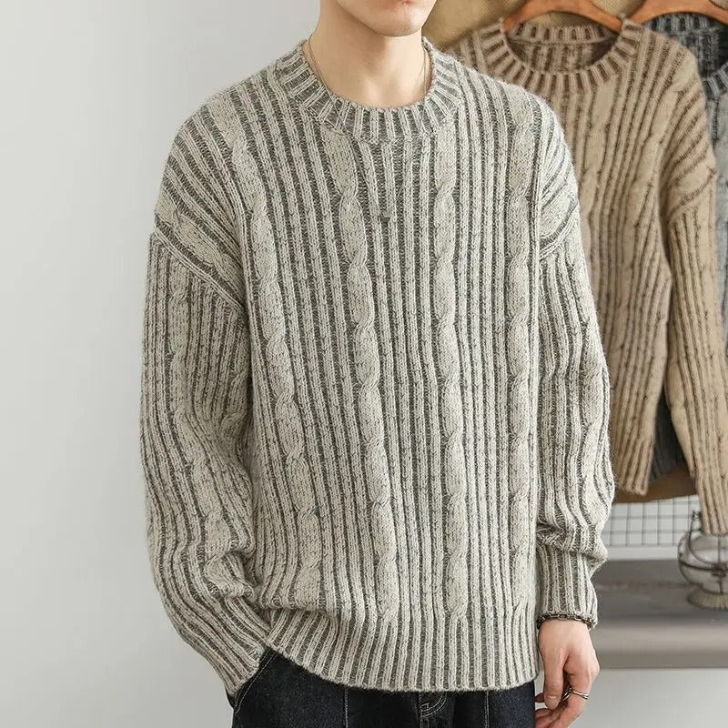 Gregorio Men’s Knit Sweater – Wool Blend Relaxed Fit Pullover