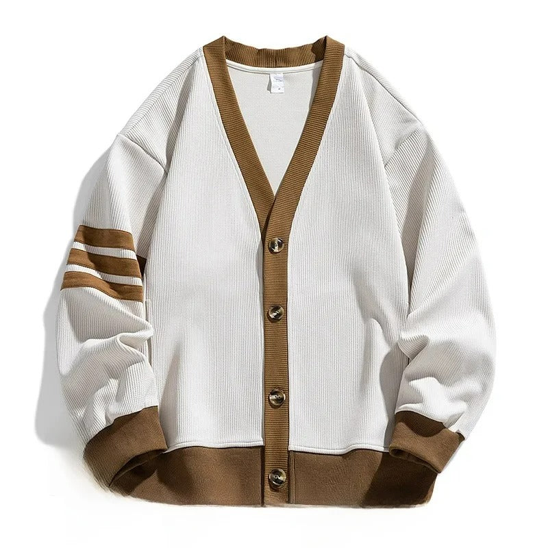 Rolando Men’s Button-Up Cardigan – Lightweight Knit with Handstitched Detail