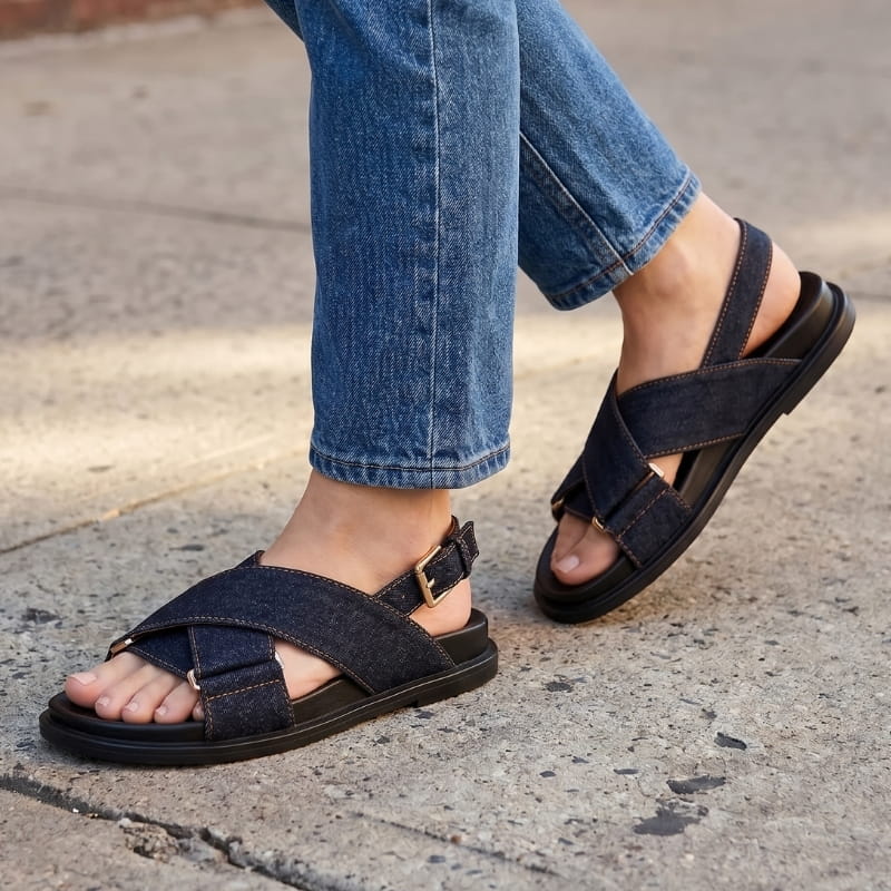 Bettina Leather Slingback Sandals – Cushioned Comfort Flat Summer Footwear