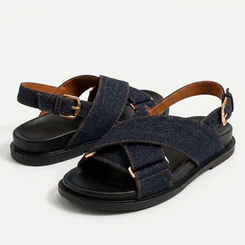 Bettina Leather Slingback Sandals – Cushioned Comfort Flat Summer Footwear