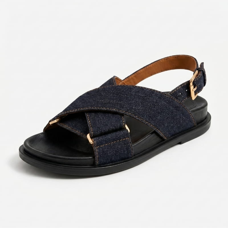 Bettina Leather Slingback Sandals – Cushioned Comfort Flat Summer Footwear