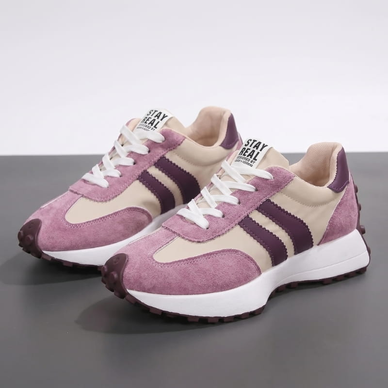 Cleo Suede Textured Trainers – Thick Sole Anti Slip Everyday Casual Footwear