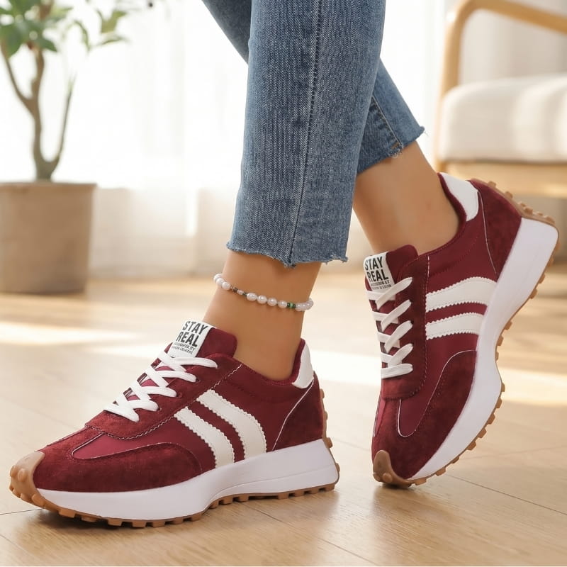 Cleo Suede Textured Trainers – Thick Sole Anti Slip Everyday Casual Footwear