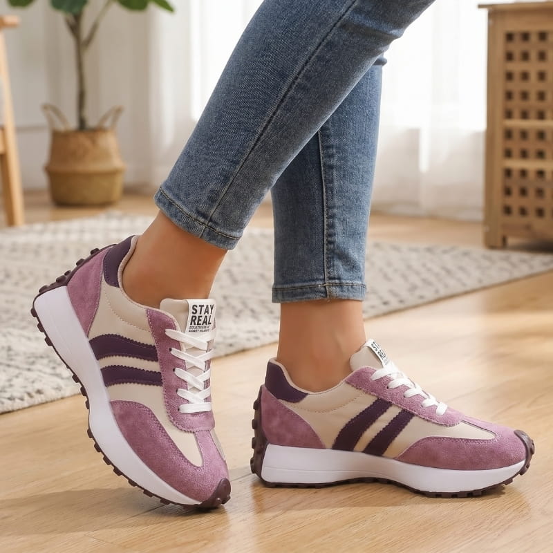 Cleo Suede Textured Trainers – Thick Sole Anti Slip Everyday Casual Footwear