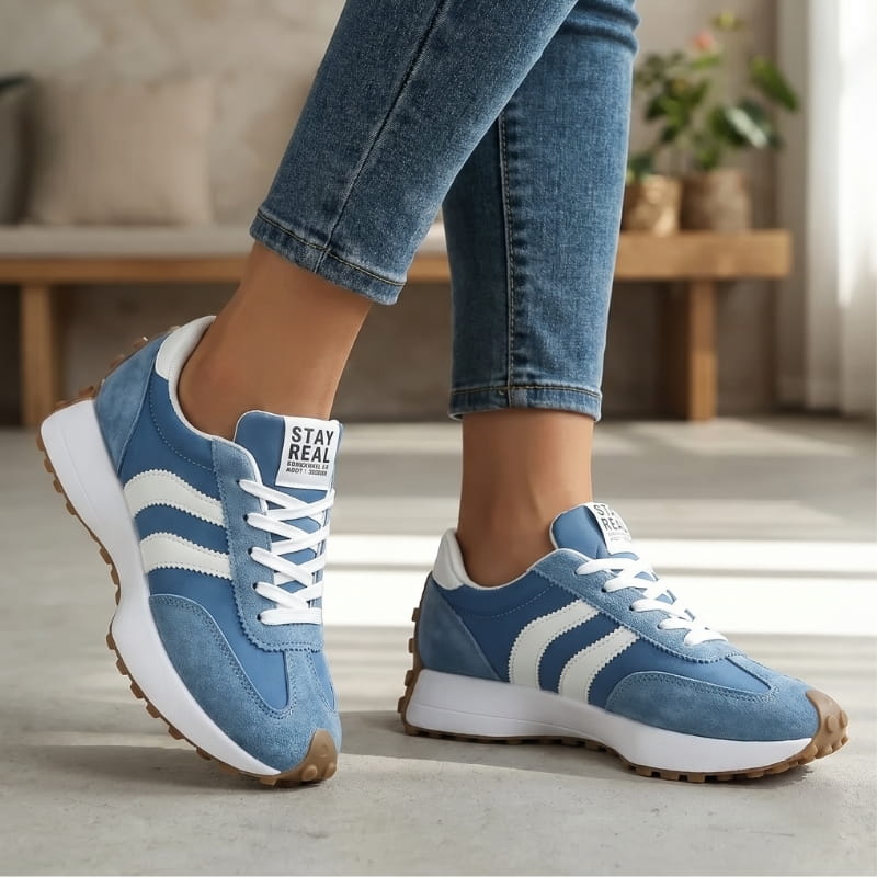 Cleo Suede Textured Trainers – Thick Sole Anti Slip Everyday Casual Footwear