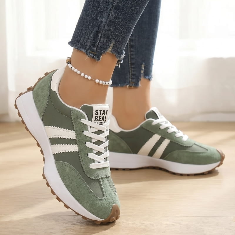 Cleo Suede Textured Trainers – Thick Sole Anti Slip Everyday Casual Footwear
