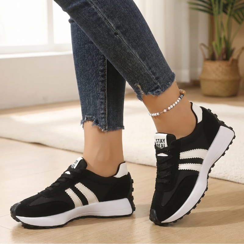 Cleo Suede Textured Trainers – Thick Sole Anti Slip Everyday Casual Footwear