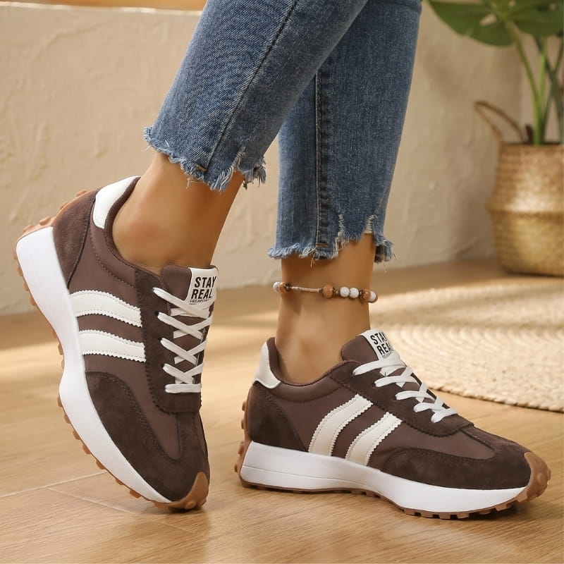 Cleo Suede Textured Trainers – Thick Sole Anti Slip Everyday Casual Footwear