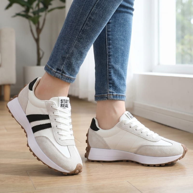 Cleo Suede Textured Trainers – Thick Sole Anti Slip Everyday Casual Footwear