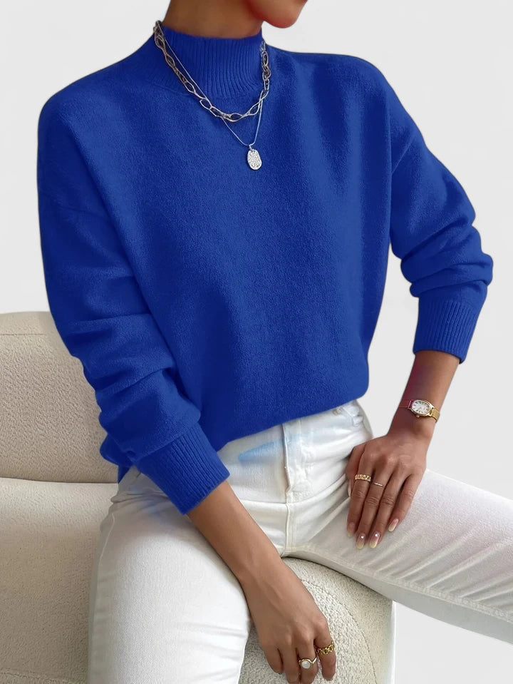 Marsella Women’s Turtleneck Sweater – Soft Cotton-Blend Relaxed Fit Pullover