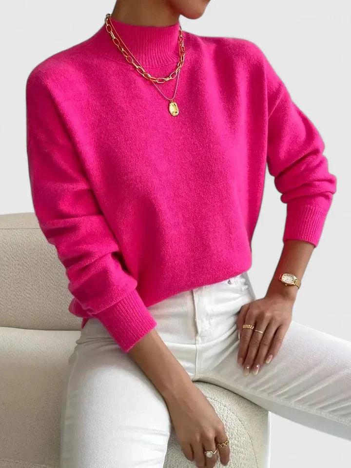 Marsella Women’s Turtleneck Sweater – Soft Cotton-Blend Relaxed Fit Pullover