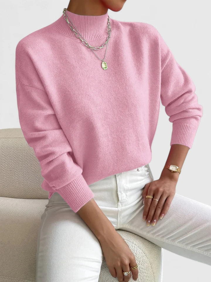 Marsella Women’s Turtleneck Sweater – Soft Cotton-Blend Relaxed Fit Pullover
