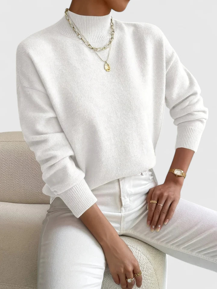 Marsella Women’s Turtleneck Sweater – Soft Cotton-Blend Relaxed Fit Pullover
