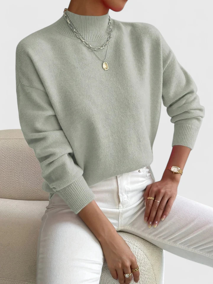 Marsella Women’s Turtleneck Sweater – Soft Cotton-Blend Relaxed Fit Pullover