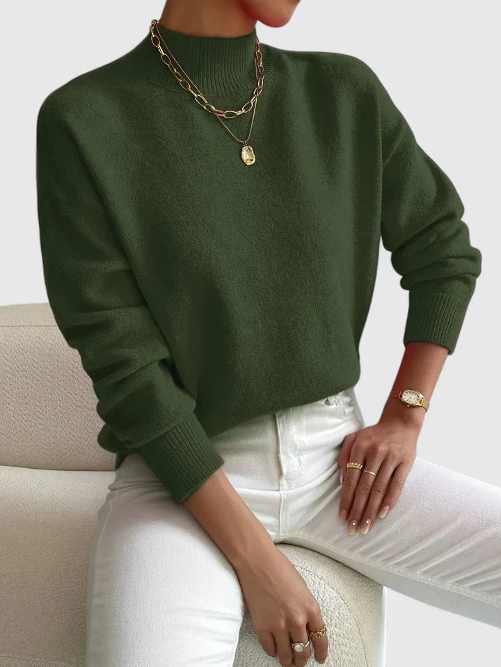 Marsella Women’s Turtleneck Sweater – Soft Cotton-Blend Relaxed Fit Pullover