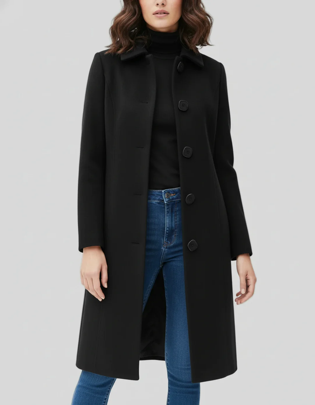 Brianna Women’s Long Wool Coat – Fit-and-Flare Silhouette Trench Coat