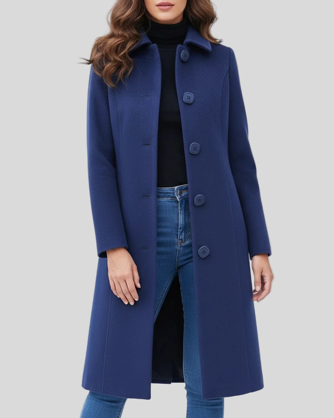 Brianna Women’s Long Wool Coat – Fit-and-Flare Silhouette Trench Coat