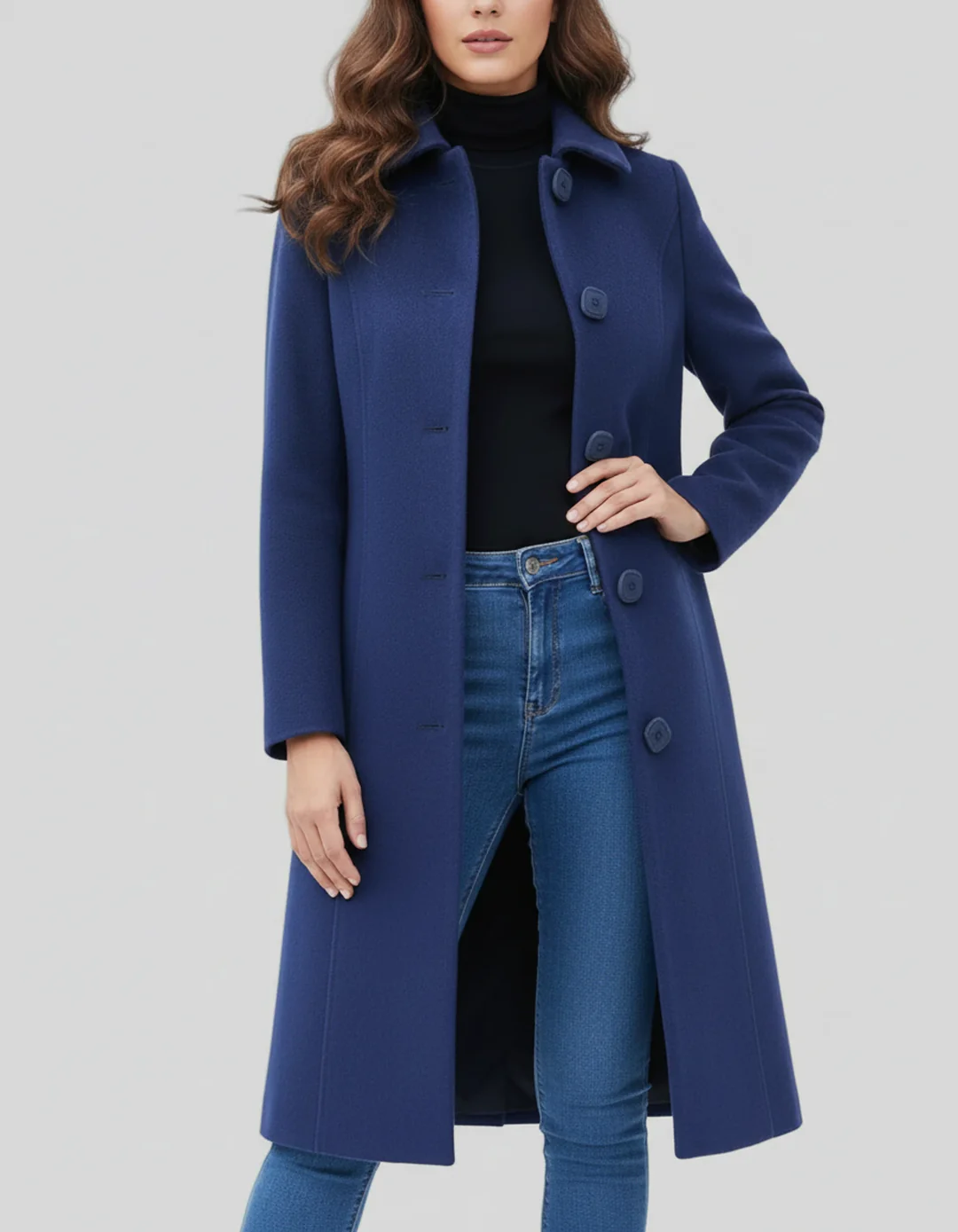 Brianna Women’s Long Wool Coat – Fit-and-Flare Silhouette Trench Coat
