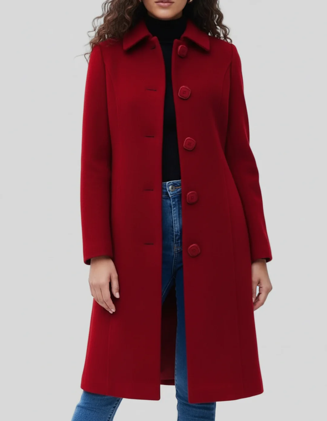 Brianna Women’s Long Wool Coat – Fit-and-Flare Silhouette Trench Coat