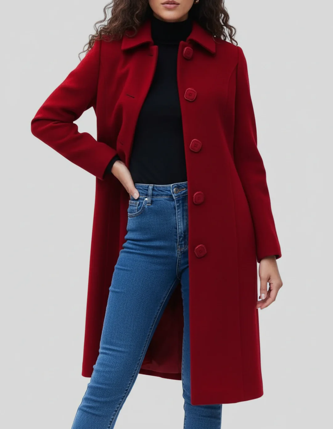 Brianna Women’s Long Wool Coat – Fit-and-Flare Silhouette Trench Coat