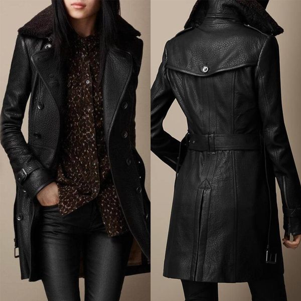 Valencia Women’s Leather Jacket – Tailored Trench Coat with Sleek Fit