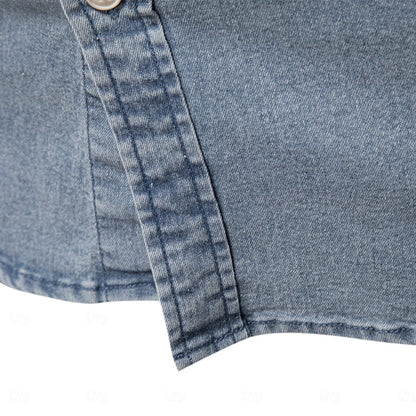 Rowan Men’s Long Sleeve Denim Shirt – Classic Button-Down with Chest Pocket
