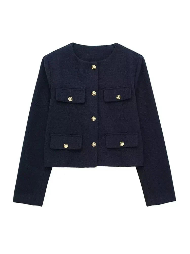 Lucy Women’s Tweed Blazer – Classic Tailored Cropped Jacket