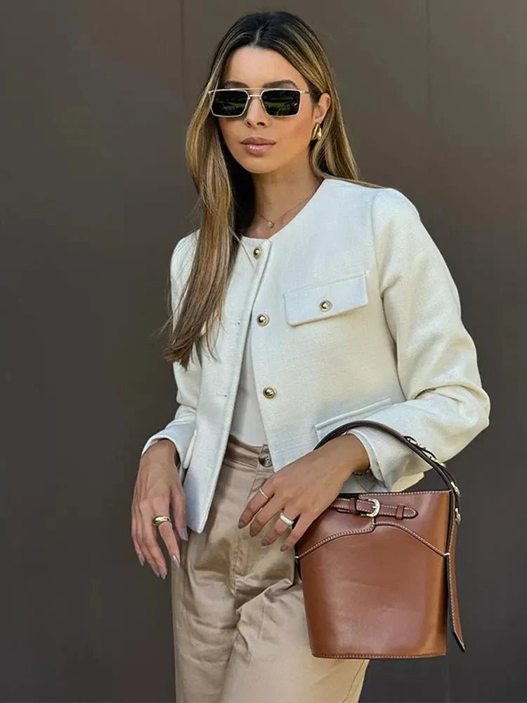 Lucy Women’s Tweed Blazer – Classic Tailored Cropped Jacket