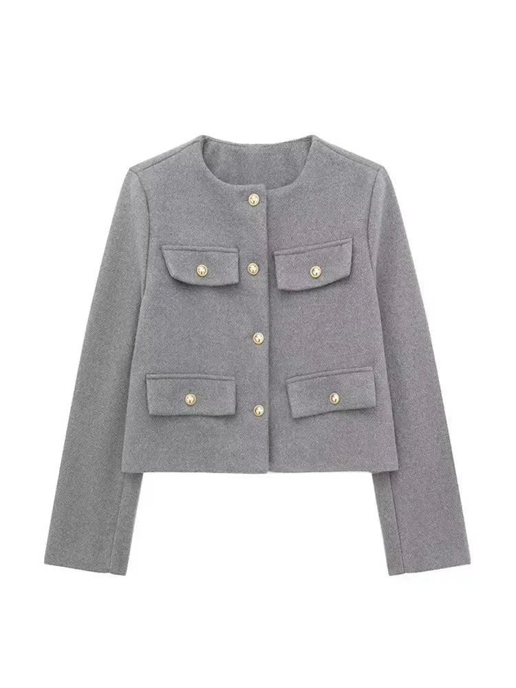 Lucy Women’s Tweed Blazer – Classic Tailored Cropped Jacket