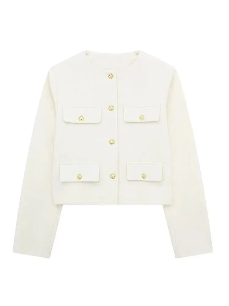 Lucy Women’s Tweed Blazer – Classic Tailored Cropped Jacket
