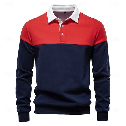 Patrick Men’s Polo Sweater – Cotton Knit Pullover with Colourblock Design