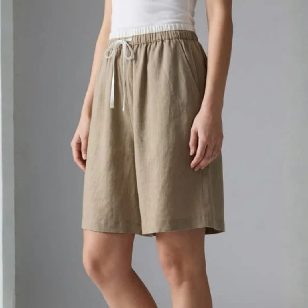 Isabella Cotton Linen Drawstring Shorts – Relaxed Breathable Summer Shorts