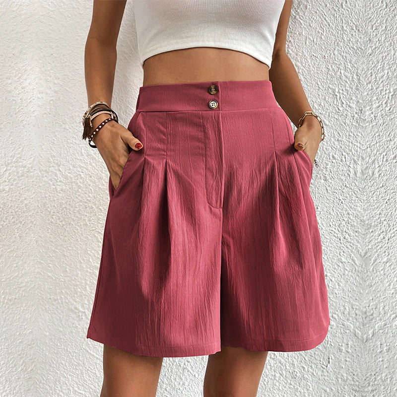 Marielle Cotton Blend High-Waist Shorts – Breathable Everyday Summer Wear