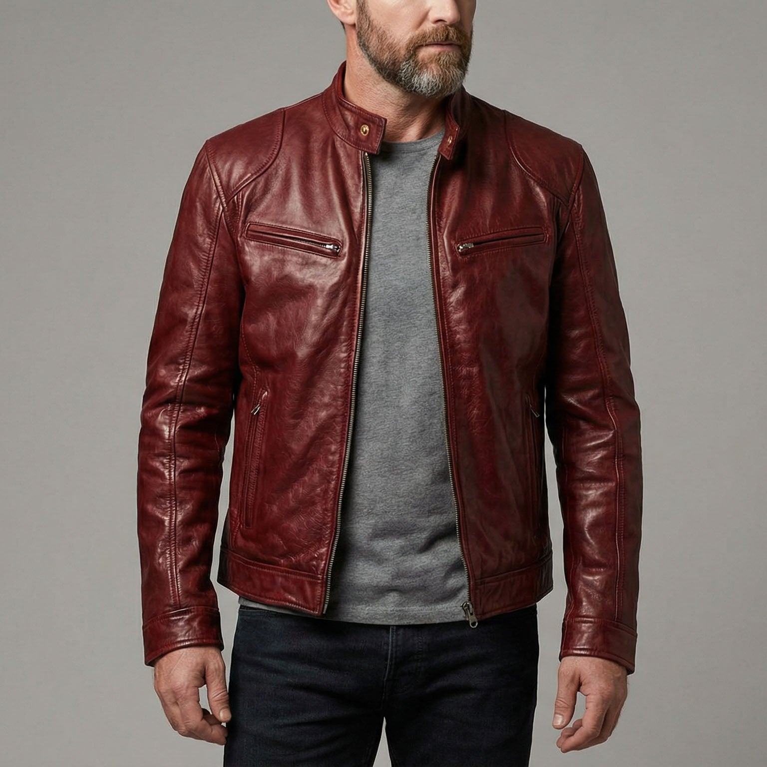 Matteo Men’s Zip Up Leather Jacket