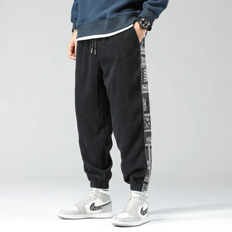 Lennox Men’s Corduroy Joggers – Bandana Patchwork with Relaxed Tapered Fit
