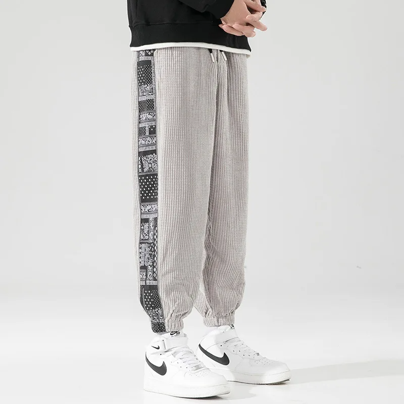 Lennox Men’s Corduroy Joggers – Bandana Patchwork with Relaxed Tapered Fit