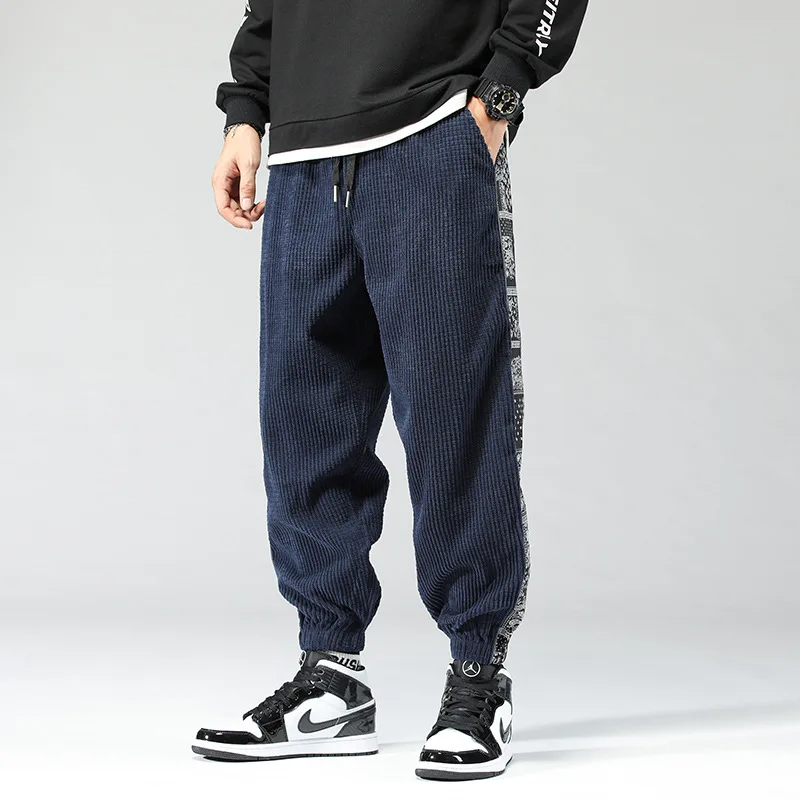 Lennox Men’s Corduroy Joggers – Bandana Patchwork with Relaxed Tapered Fit