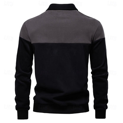 Patrick Men’s Polo Sweater – Cotton Knit Pullover with Colourblock Design
