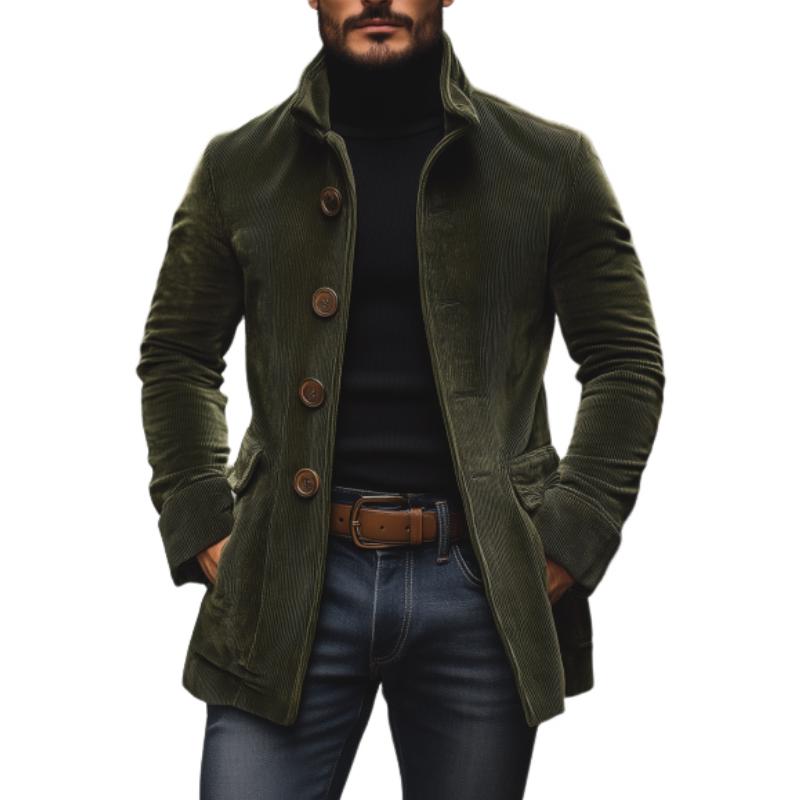 Sebastian Men’s Corduroy Short Coat – Stand Collar Slim Fit Outerwear