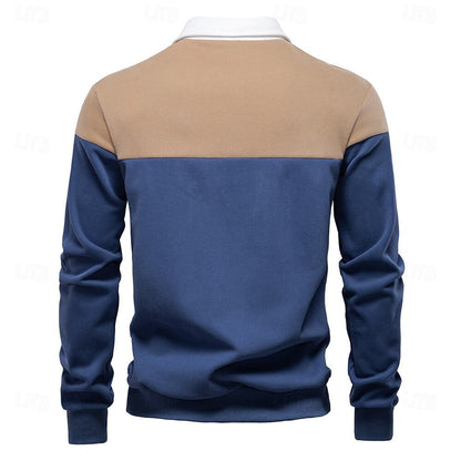 Patrick Men’s Polo Sweater – Cotton Knit Pullover with Colourblock Design