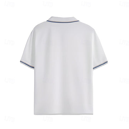 Soren Men’s V-Neck Polo Shirt – Colour-Block Design with Stripe Trim