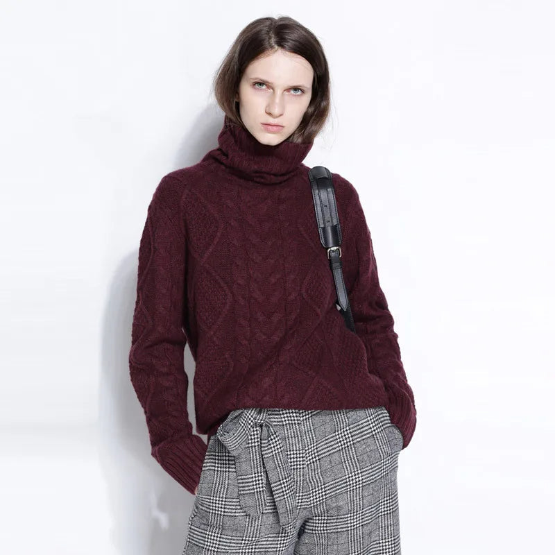 Adelina Women’s Cable Knit Sweater – Merino Wool Oversized Pullover