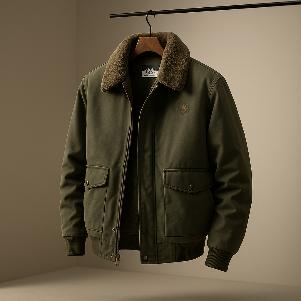 Hendrik Men’s Winter Jacket – Cotton Aviator Jacket with Insulated Lining