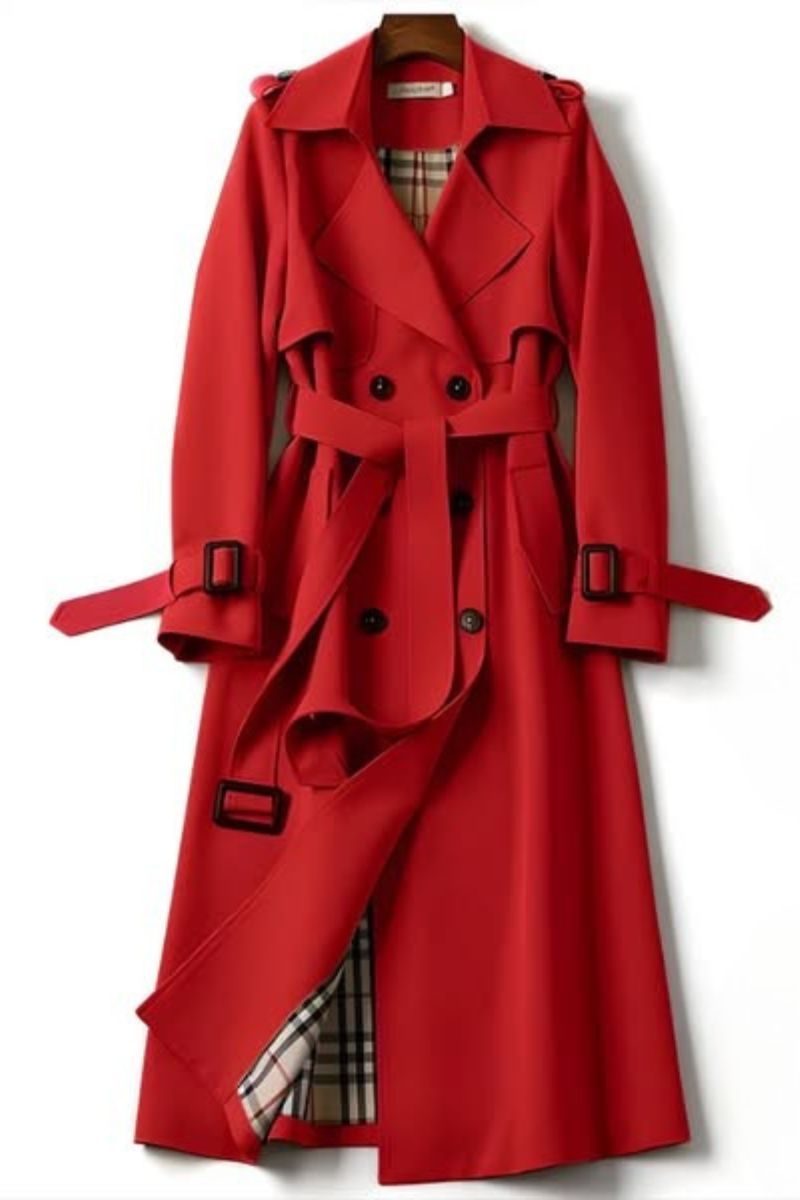 Hillary Women’s Trench Coat – Breathable Tailored Classic Belted Coat
