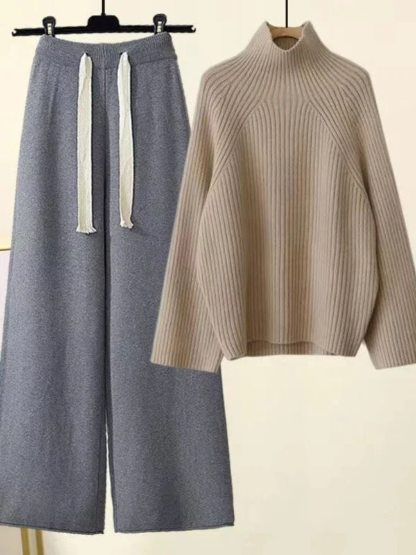 Ellery Ribbed Cotton Lounge Set – Soft Breathable Relaxed Fit with Drawstring Waist