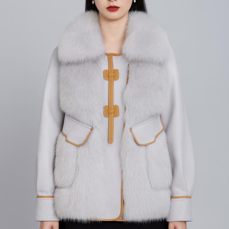 Almona Women’s Plush Fur Coat – Winter Jacket with Toggle Closure