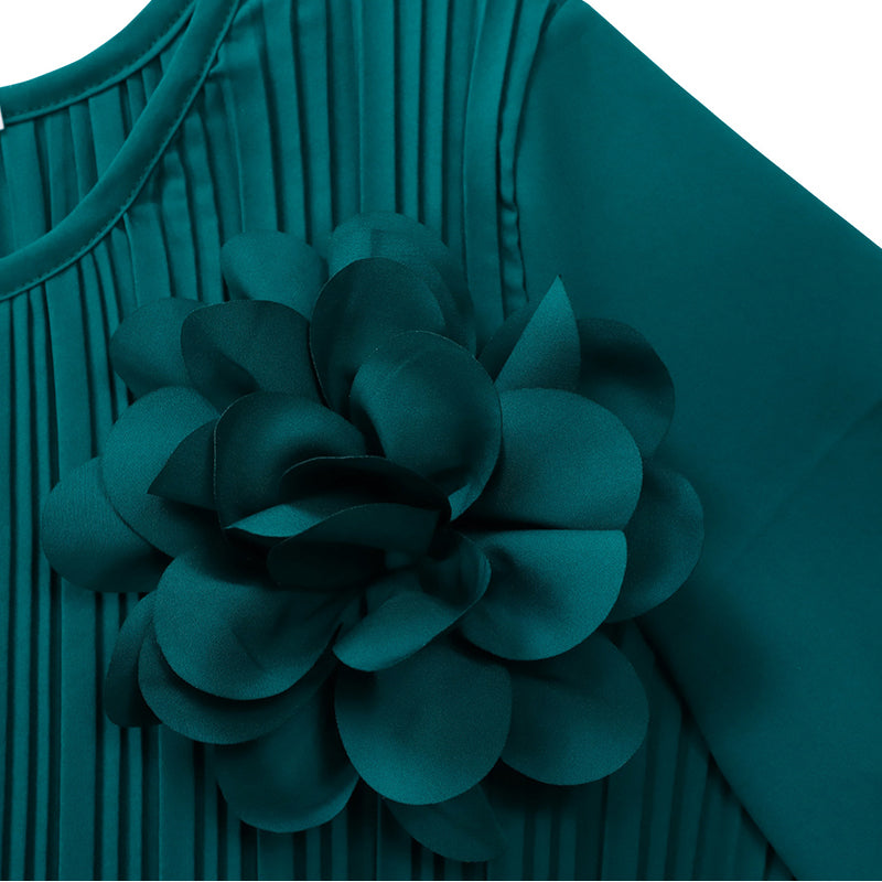 Selene Soft Pleated Belted Midi Dress – Elegant Versatile Day-to-Night Dress
