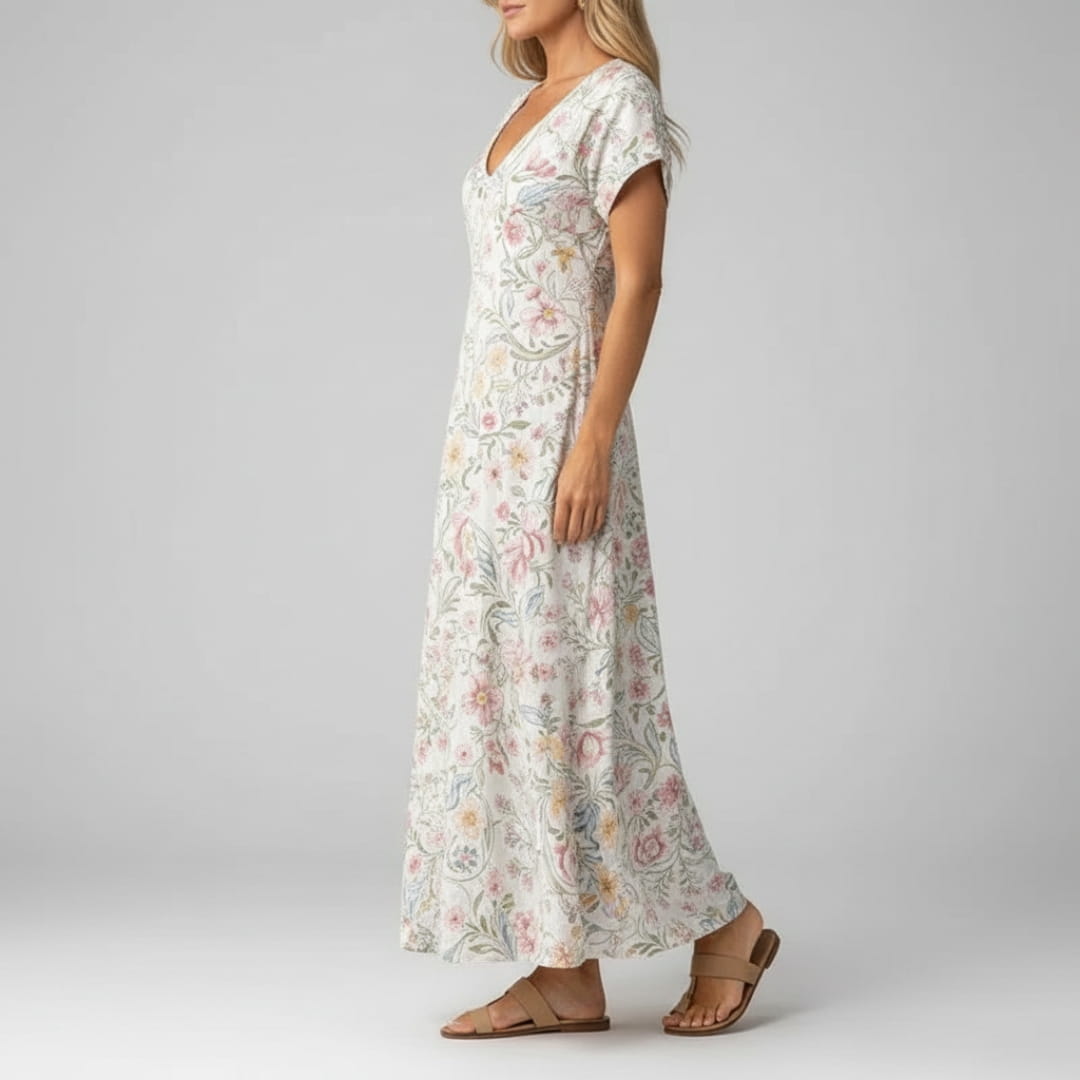 Aurora Boho Pattern Maxi Dress – Lightweight Summer Casual Beach Style Dress