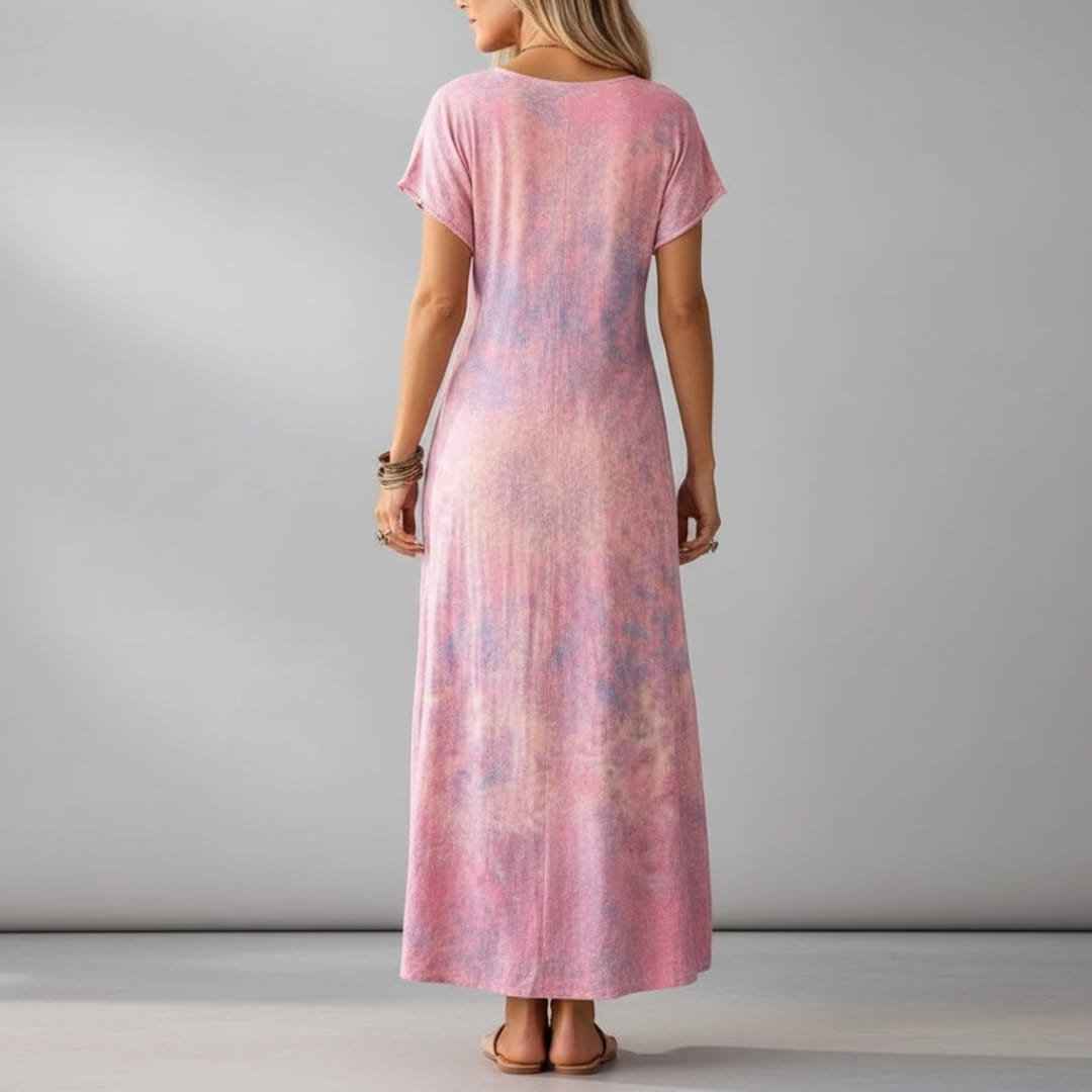 Aurora Boho Pattern Maxi Dress – Lightweight Summer Casual Beach Style Dress